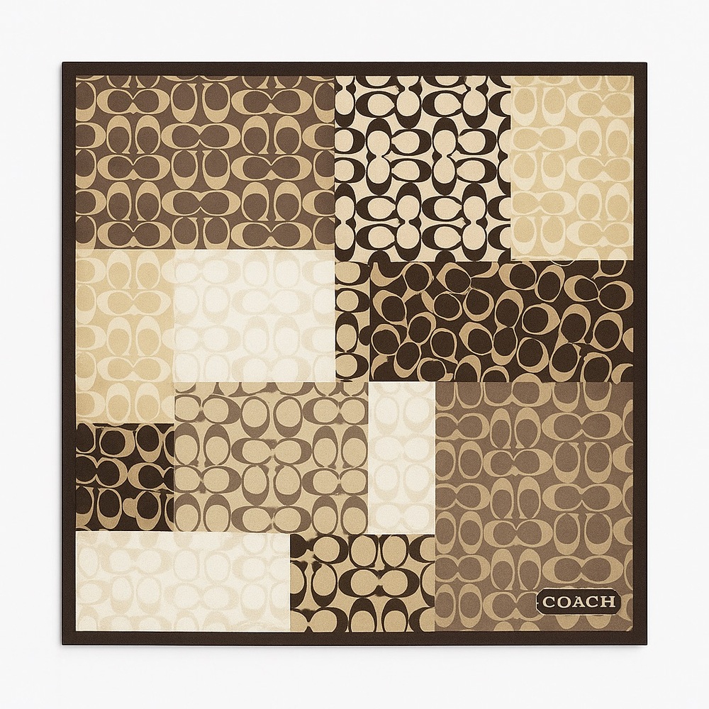 Coach Patchwork Pattern Scarf Textured Signature … - image 1